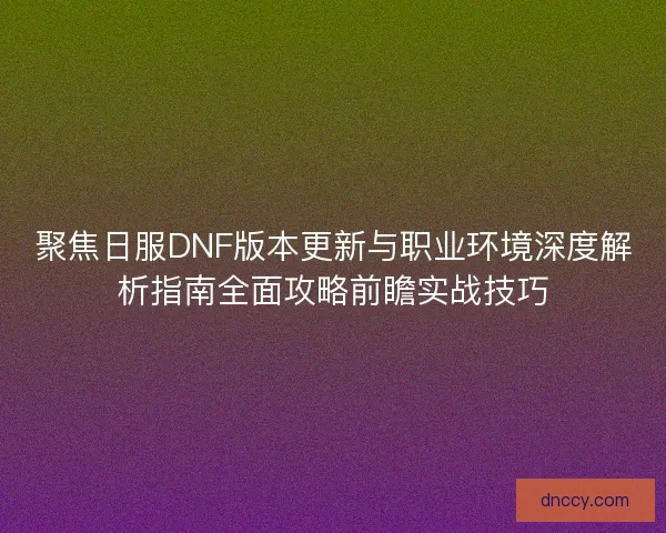 聚焦日服DNF版本更新与职业环境深度解析指南全面攻略前瞻实战技巧