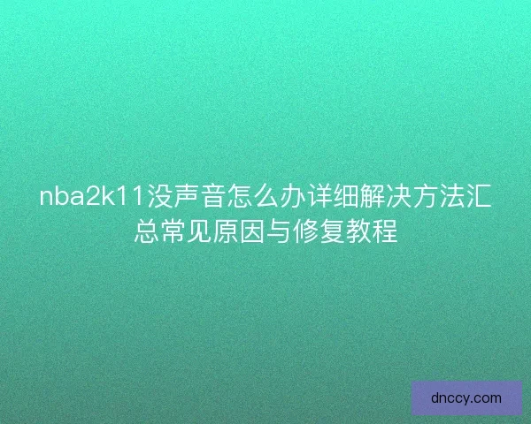 nba2k11没声音怎么办详细解决方法汇总常见原因与修复教程 nba2k11没声音怎么办详细解决方法汇总常见原因与修复教程